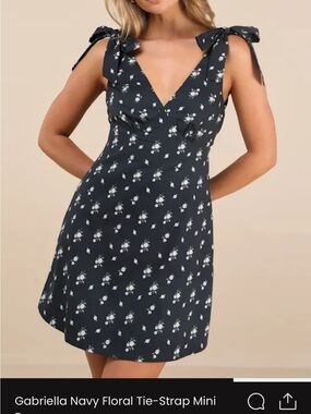 Lulu's Navy Floral Tie-Strap Mini Dress